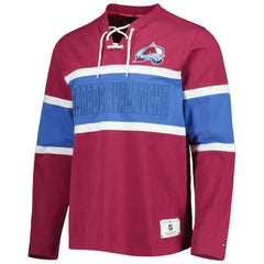 Colorado Avalanche Tommy Hilfiger Walter Lace-Up Long Sleeve Top - Burgundy | NHL near me