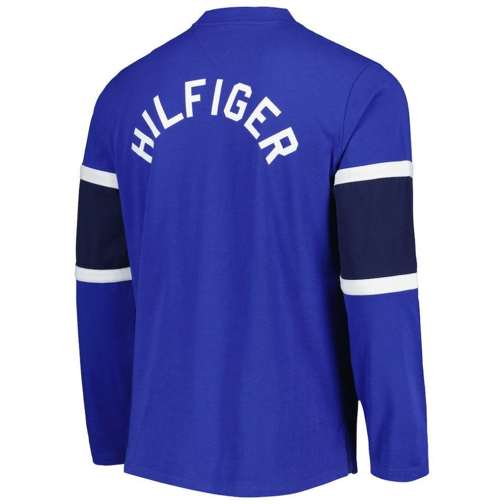 St. Louis Blues Tommy Hilfiger Walter Lace-Up Long Sleeve Top - Blue | NHL on sale