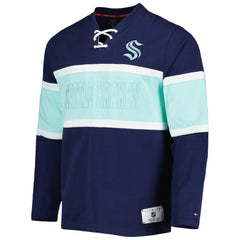 Seattle Kraken Tommy Hilfiger Walter Lace-Up Long Sleeve Top - Deep Sea Blue | NHL Lifestyle