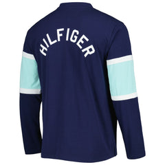 Seattle Kraken Tommy Hilfiger Walter Lace-Up Long Sleeve Top - Deep Sea Blue | NHL Lifestyle