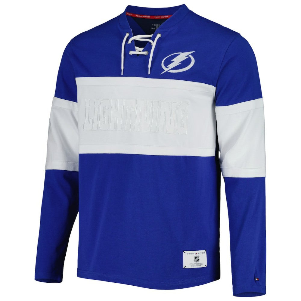Tampa Bay Lightning Tommy Hilfiger Walter Lace-Up Long Sleeve Top - Blue | NHL discount