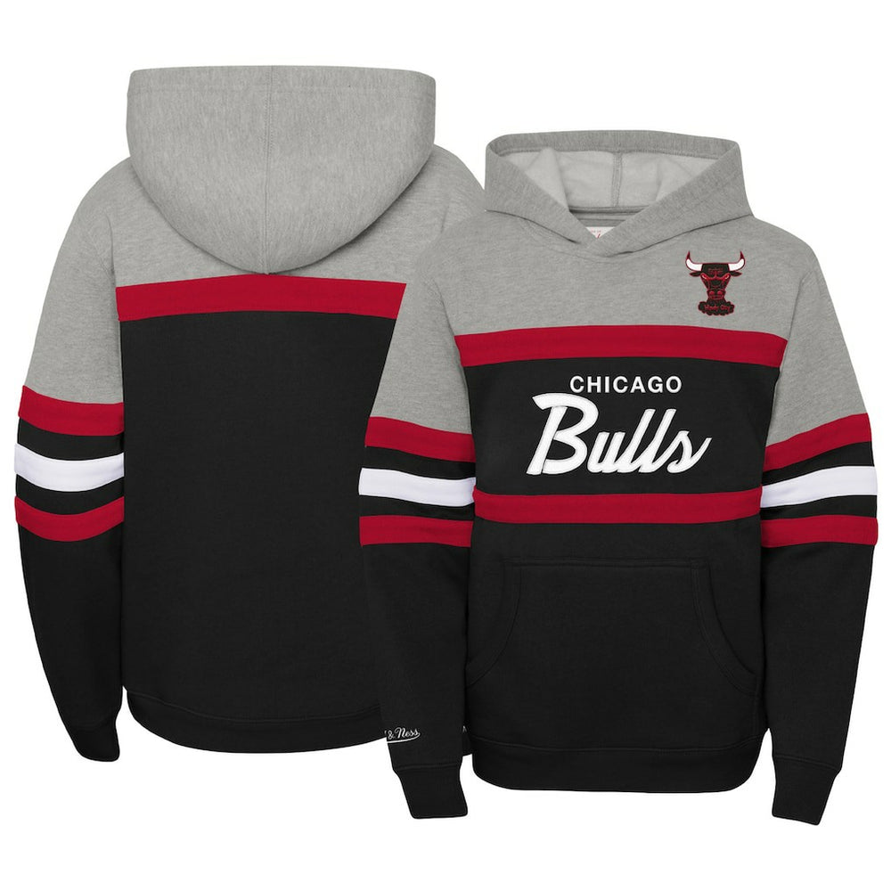 Mitchell & Ness Chicago Bulls Youth Hardwood Classics Head Coach Pullover Hoodie Black/Heather Gray