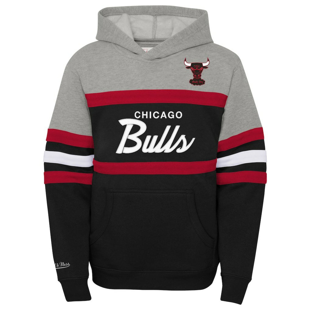 Mitchell & Ness Chicago Bulls Youth Hardwood Classics Head Coach Pullover Hoodie Black/Heather Gray