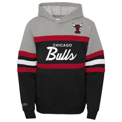 Mitchell & Ness Chicago Bulls Youth Hardwood Classics Head Coach Pullover Hoodie Black/Heather Gray