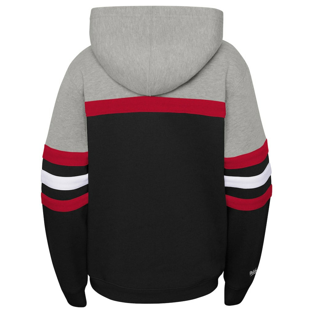 Mitchell & Ness Chicago Bulls Youth Hardwood Classics Head Coach Pullover Hoodie Black/Heather Gray