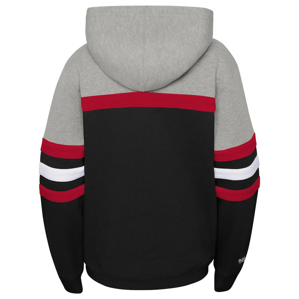 Mitchell & Ness Chicago Bulls Youth Hardwood Classics Head Coach Pullover Hoodie Black/Heather Gray