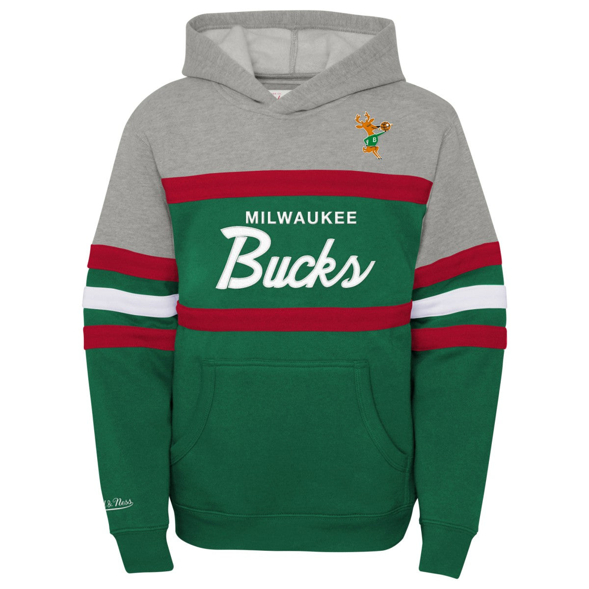 Mitchell & Ness Milwaukee Bucks Youth Hardwood Classics Head Coach Pullover Hoodie Green/Heather Gray