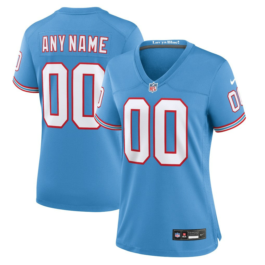 Tennessee Titans Women's Oilers Throwback Custom Game Jersey - Light Blue - Nike