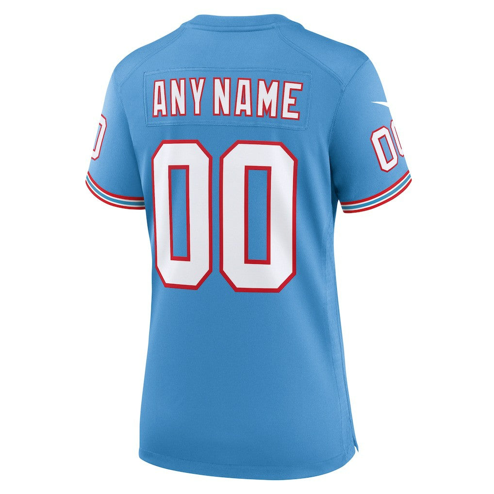 Tennessee Titans Women's Oilers Throwback Custom Game Jersey - Light Blue - Nike
