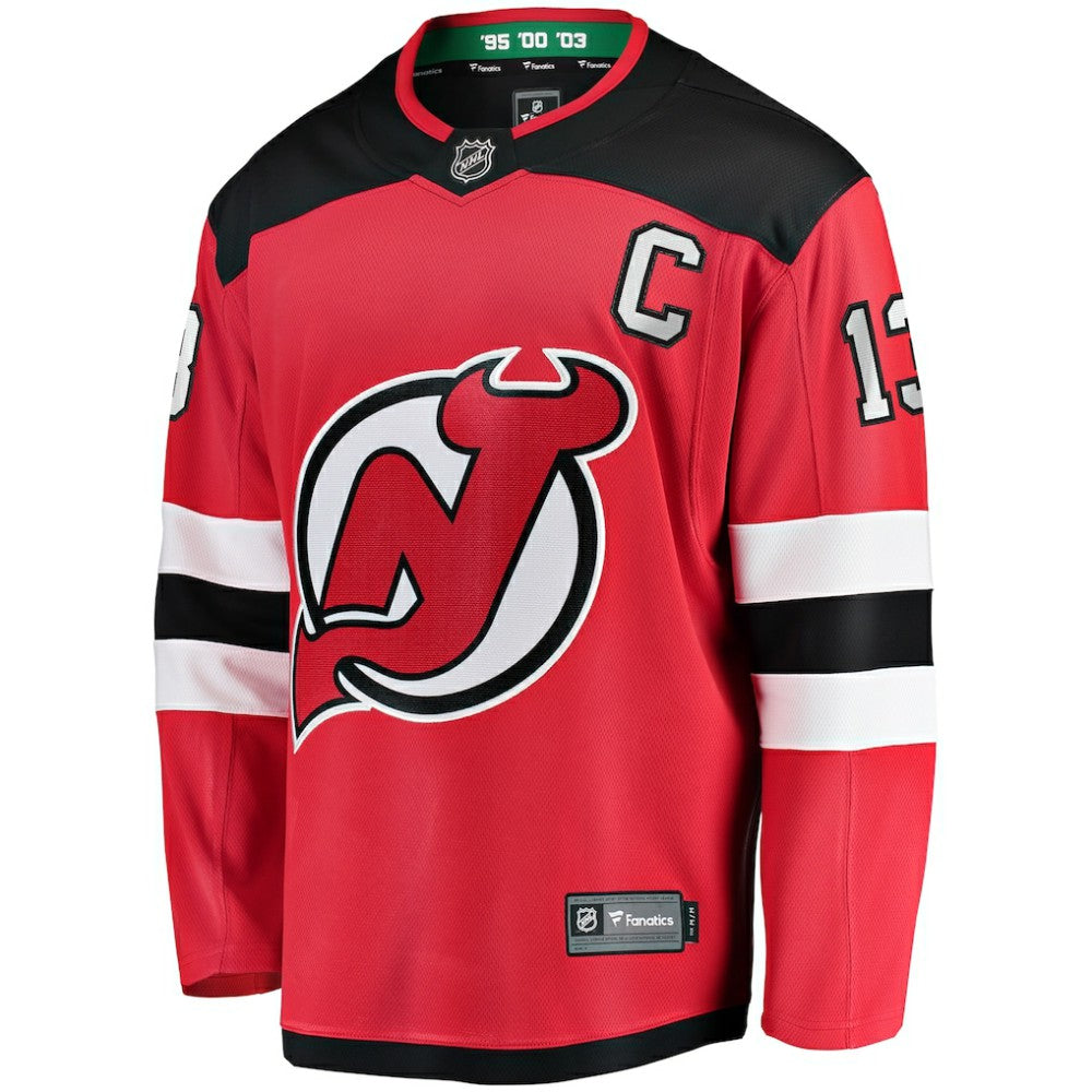 Nico Hischier New Jersey Devils Fanatics Captain Patch Home Breakaway Jersey - Red | Fanatics near me