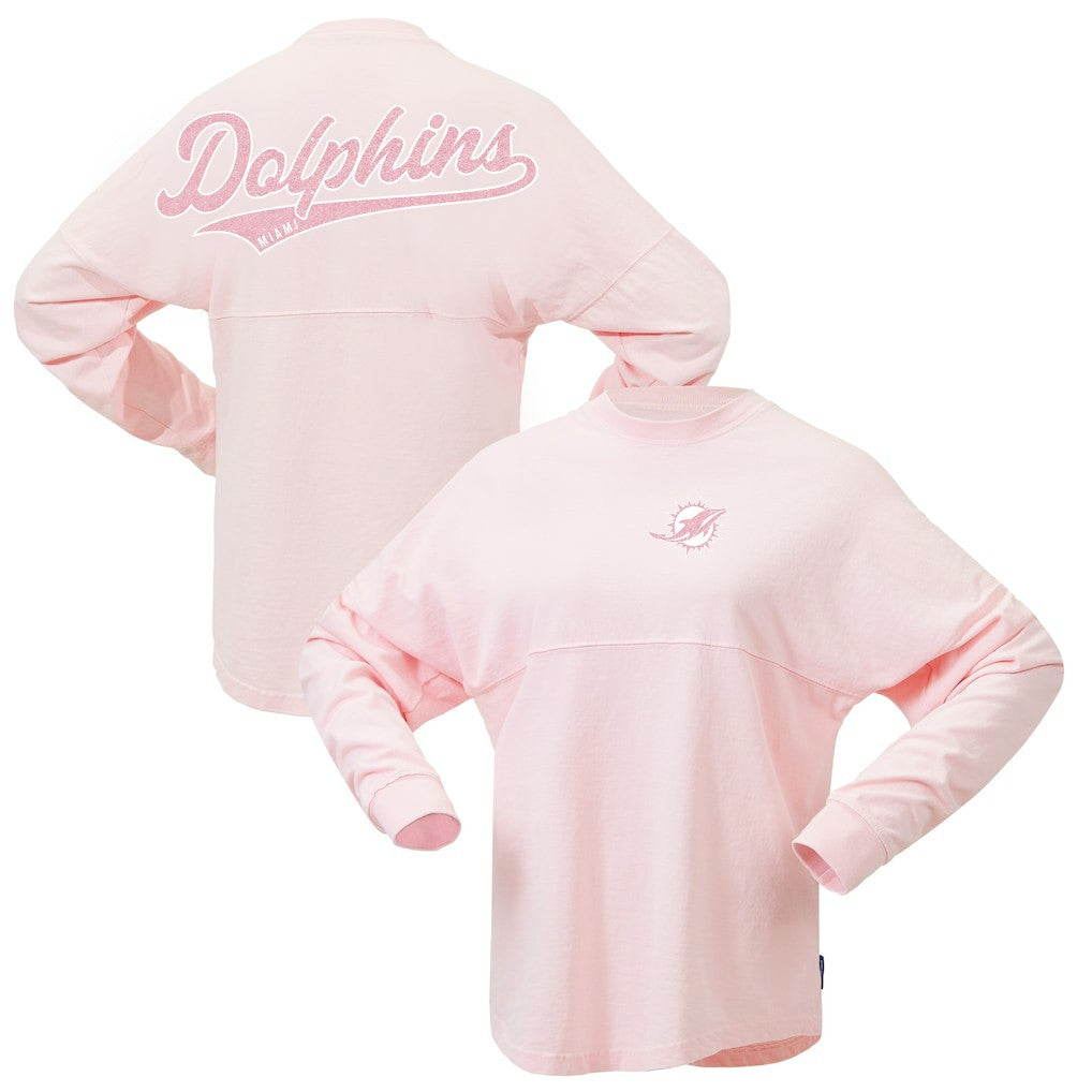 Miami Dolphins Women's Millennial Spirit Jersey T-Shirt - Pink - Fanatics