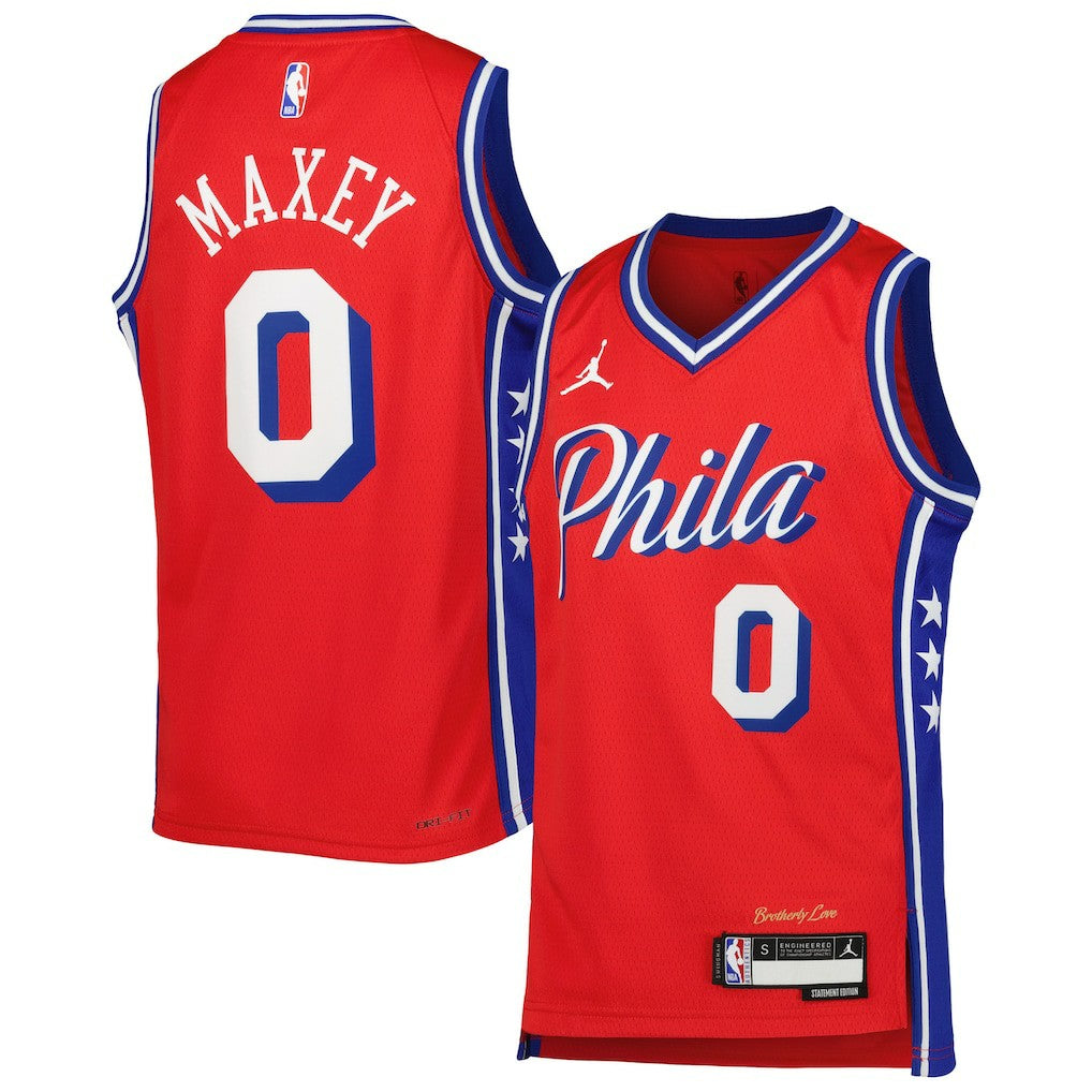 Tyrese Maxey Philadelphia 76ers Jordan Brand Youth Swingman Jersey Statement Edition Red