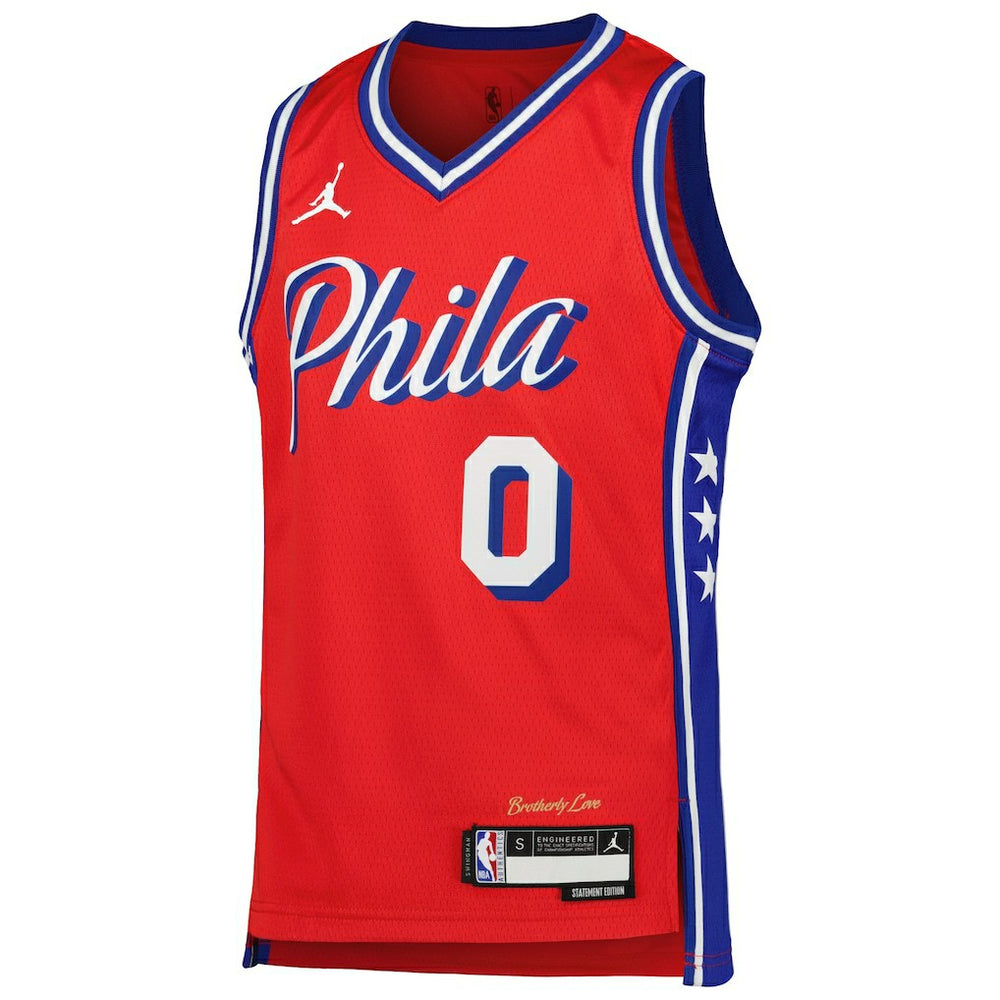 Tyrese Maxey Philadelphia 76ers Jordan Brand Youth Swingman Jersey Statement Edition Red