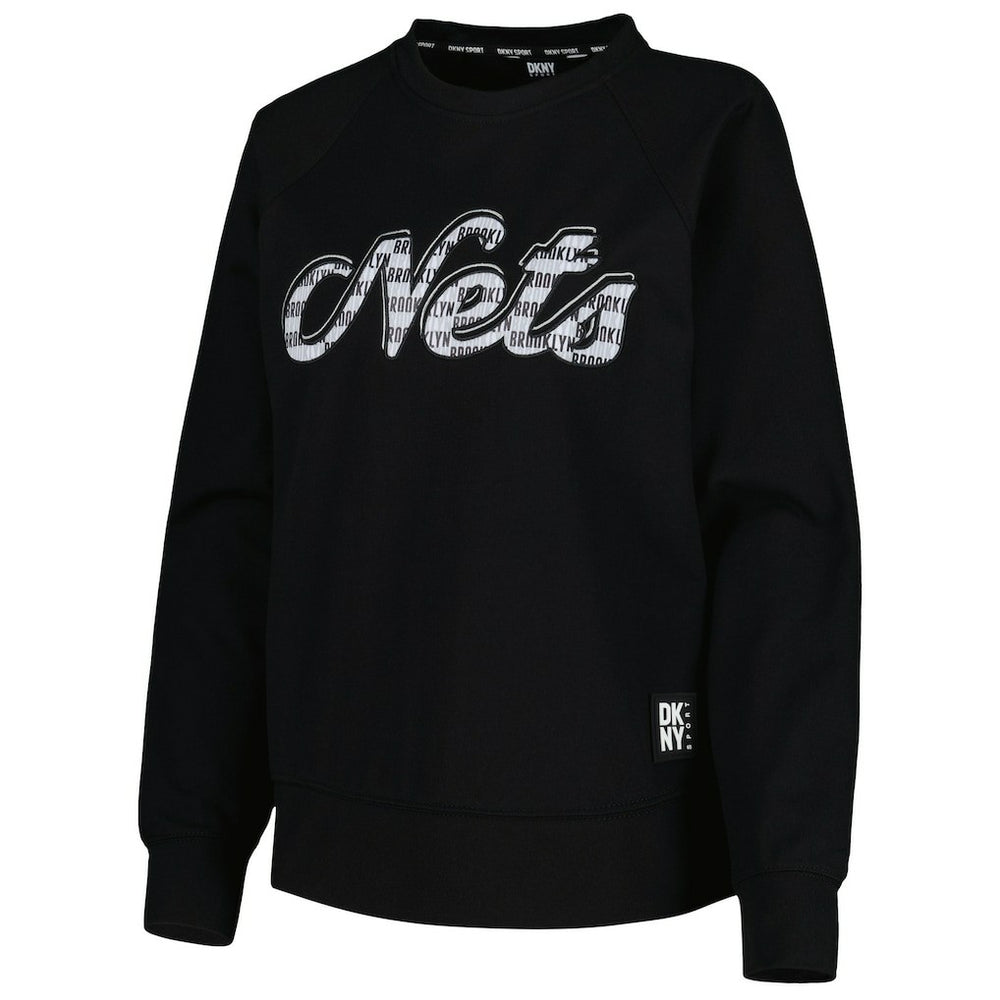 Brooklyn Nets DKNY Sport Women's Regina Raglan Pullover Sweatshirt Black