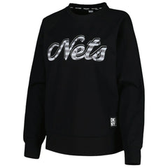Brooklyn Nets DKNY Sport Women's Regina Raglan Pullover Sweatshirt Black