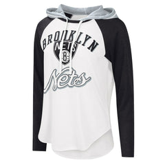 Brooklyn Nets G-III 4Her by Carl Banks Women's MVP Raglan Hoodie Long Sleeve T-Shirt White