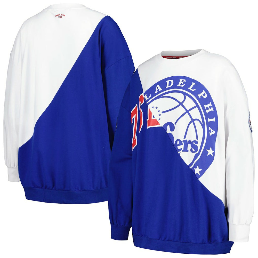 Philadelphia 76ers Tommy Jeans Women's Ariel Pullover Sweatshirt Royal/White