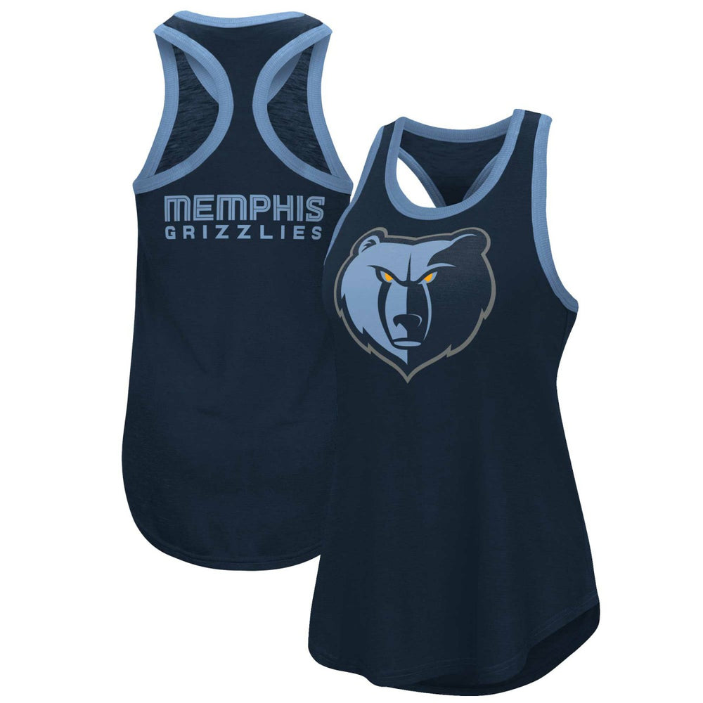 Memphis Grizzlies G-III 4Her by Carl Banks Women's Showdown Scoop-Neck Racerback Tank Top Navy