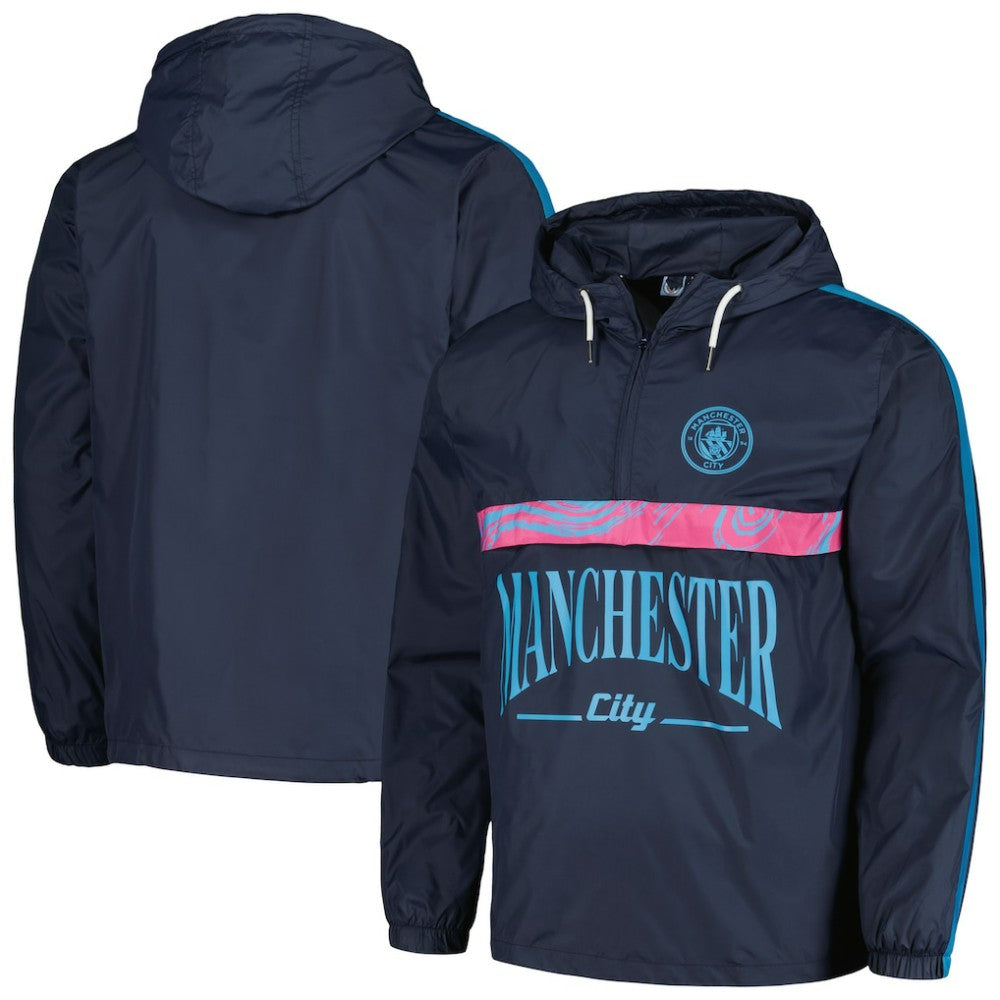 Manchester City Anorak Hoodie Half-Zip Jacket Navy