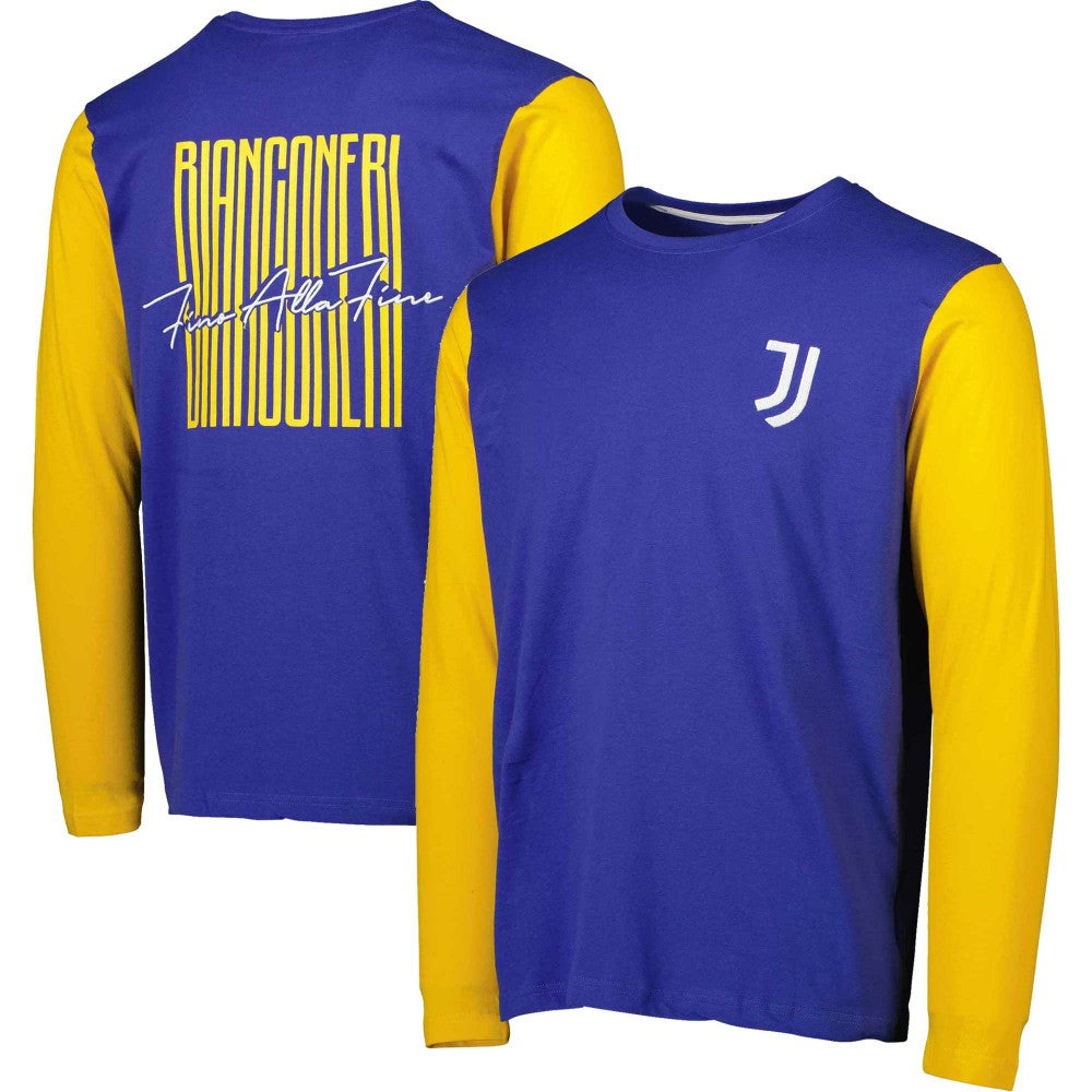 Juventus Blocked Long Sleeve T-Shirt Blue/Yellow