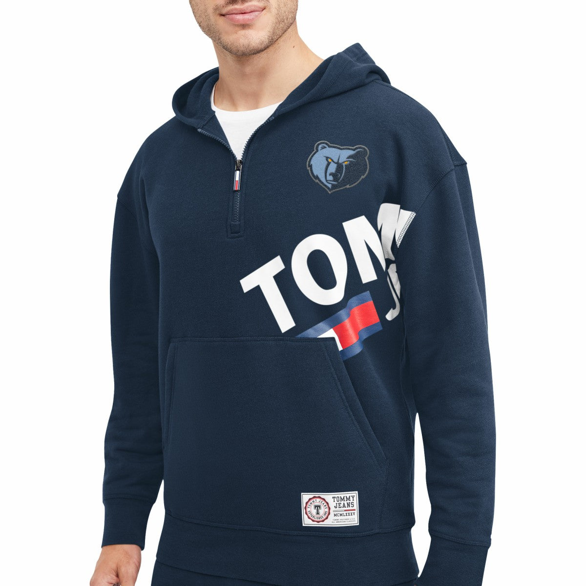 Memphis Grizzlies Tommy Jeans Bernard Half-Zip Hoodie Navy