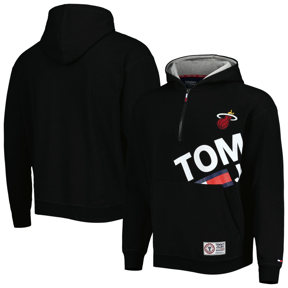 Miami Heat Tommy Jeans Bernard Half-Zip Hoodie Black