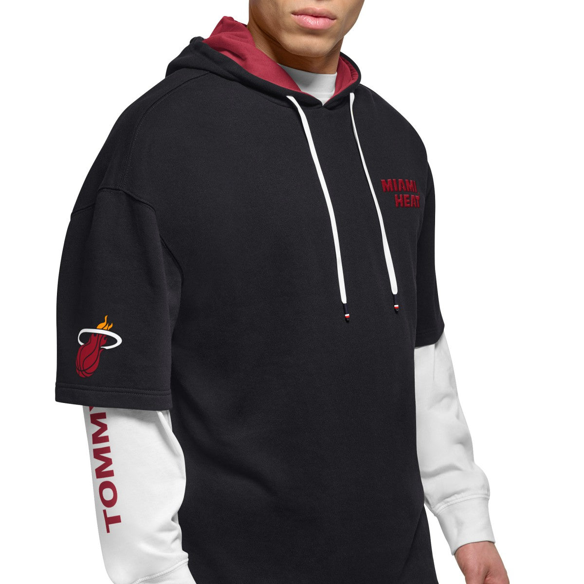Miami Heat Tommy Jeans Matthew 2-In-1 T-Shirt & Hoodie Combo Set Black/White