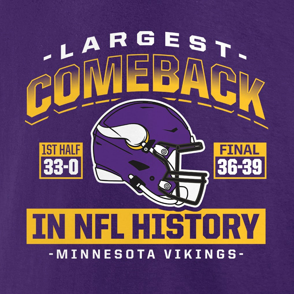 Minnesota Vikings Largest Comeback T-Shirt - Purple - NFL