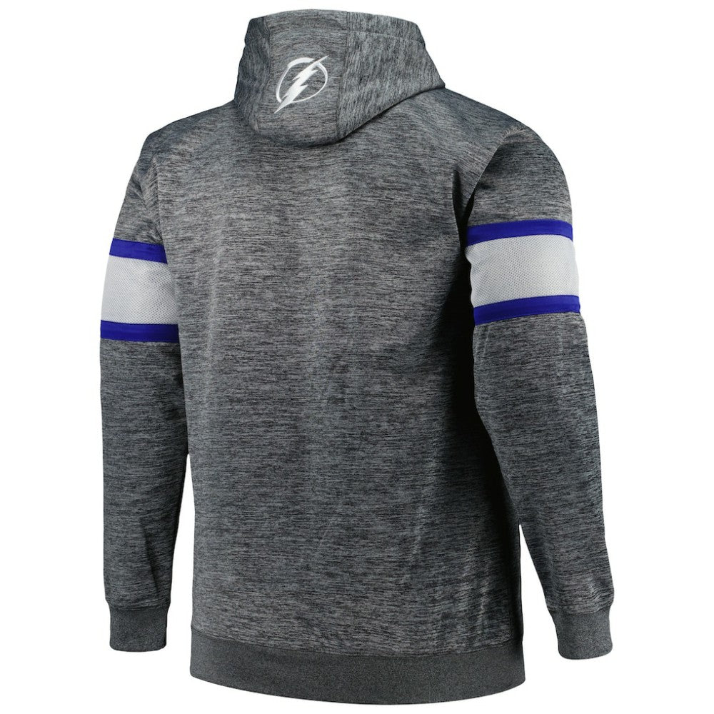 Tampa Bay Lightning Big & Tall Stripe Pullover Hoodie - Heather Charcoal | NHL Lifestyle