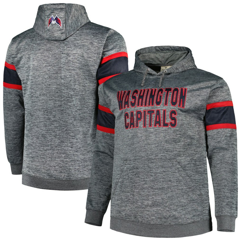 Washington Capitals Big & Tall Stripe Pullover Hoodie - Heather Charcoal | NHL discount