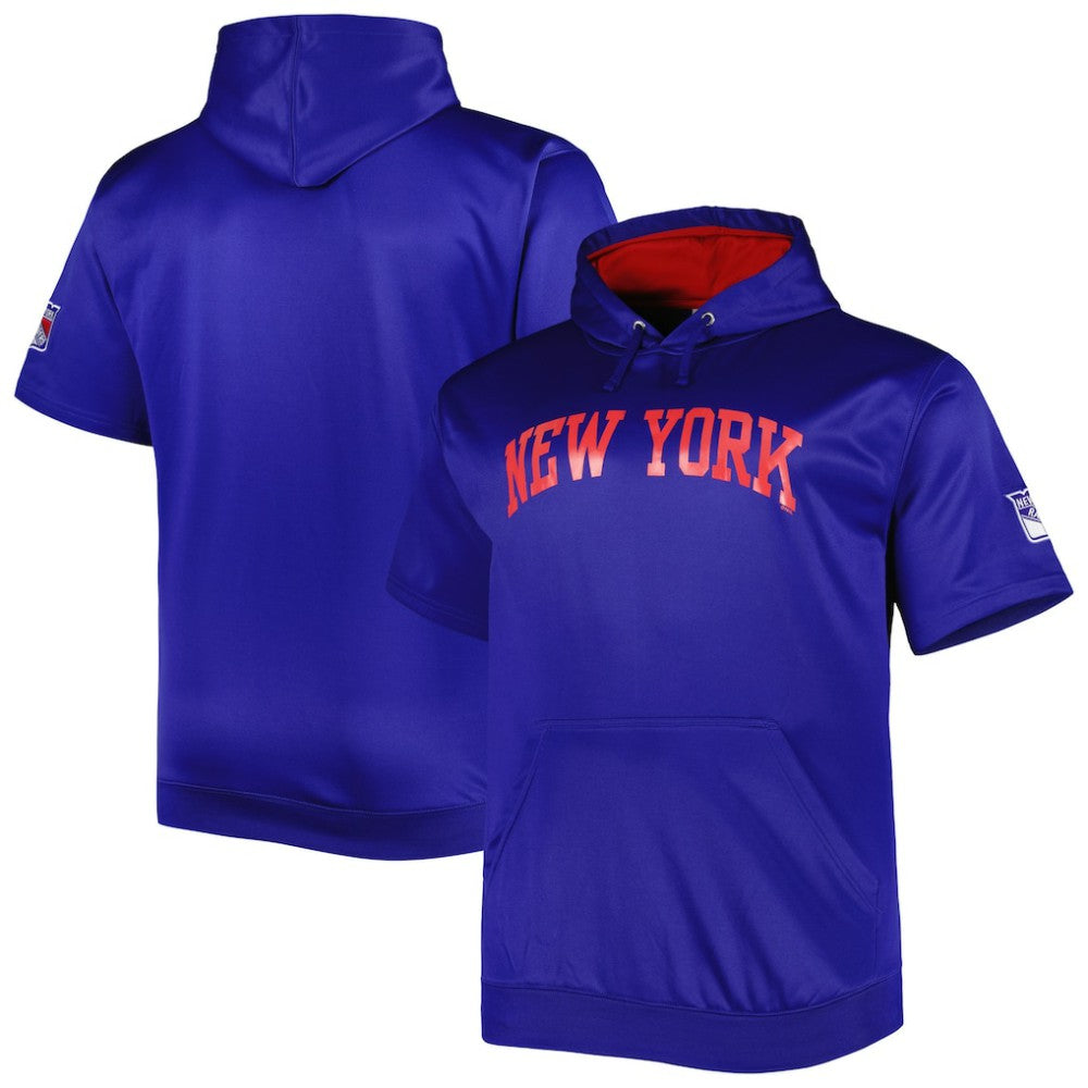 New York Rangers Big & Tall Logo Short Sleeve Hoodie - Royal | NHL Clearance