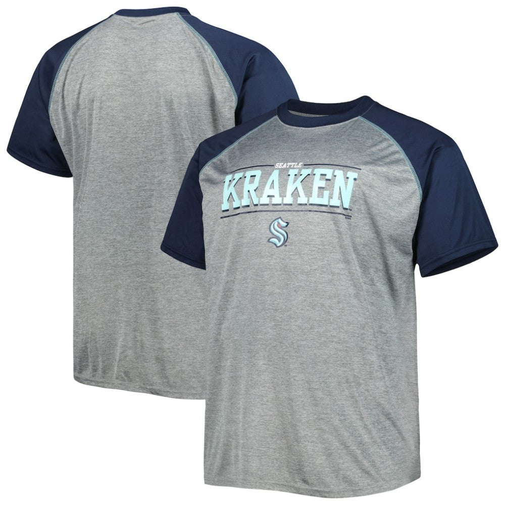 Seattle Kraken Big & Tall Logo Raglan T-Shirt - Heather Gray | NHL sale
