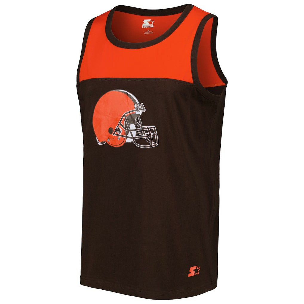 Cleveland Browns Starter Logo Touchdown Fashion Tank Top - Brown/Orange - NFL
