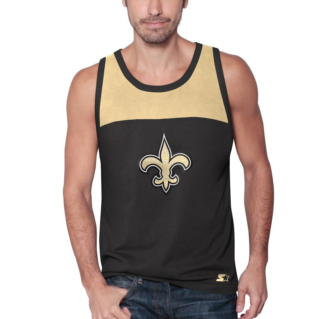 New Orleans Saints Starter Logo Touchdown Fashion Tank Top - Black/Gold - NFL