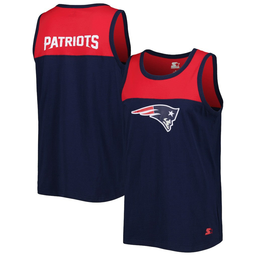 New England Patriots Starter Logo Touchdown Fashion Tank Top - Navy/Red - NFL
