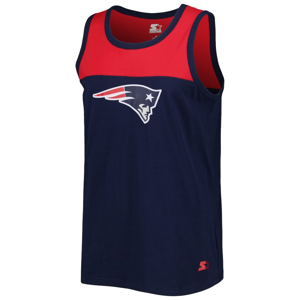 New England Patriots Starter Logo Touchdown Fashion Tank Top - Navy/Red - NFL
