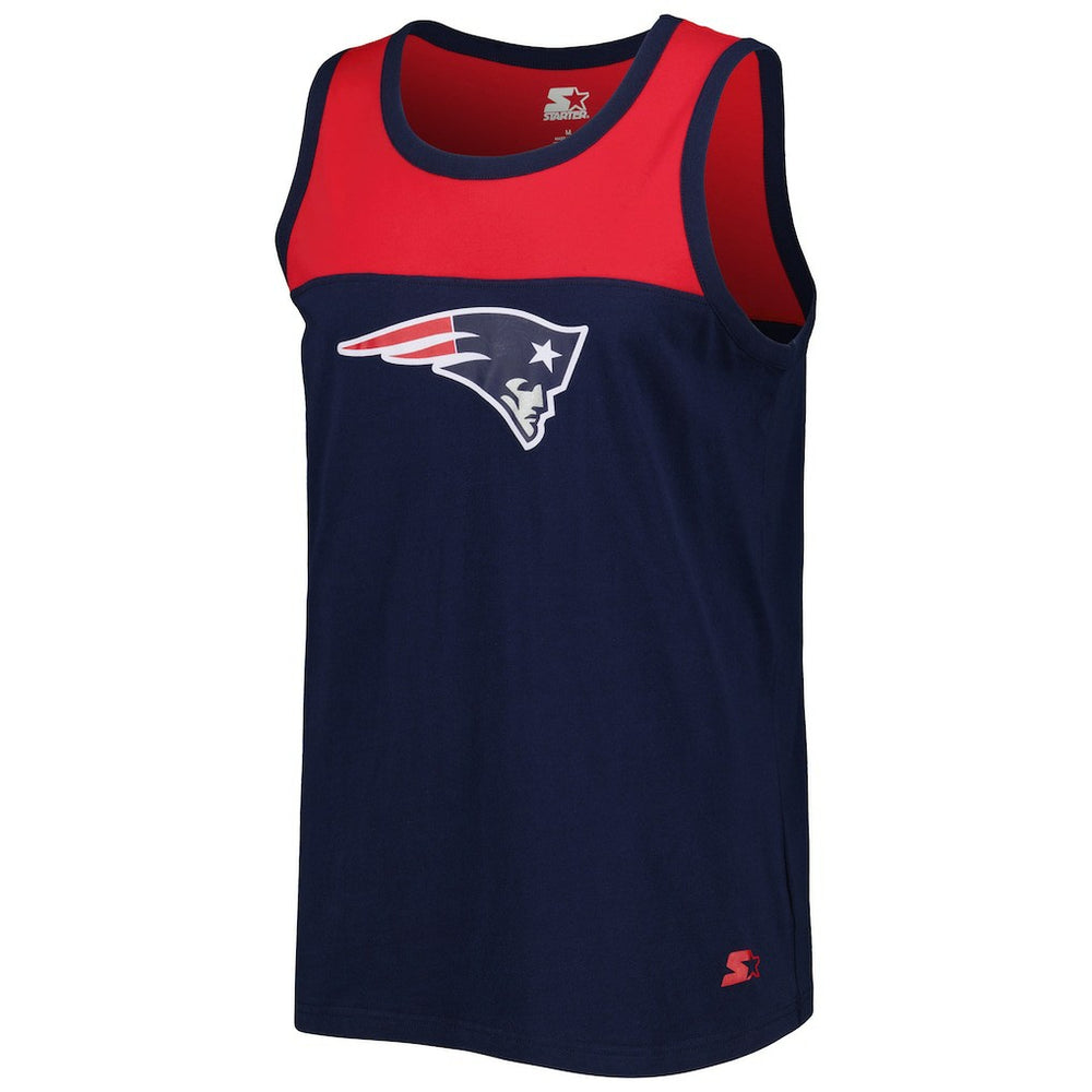 New England Patriots Starter Logo Touchdown Fashion Tank Top - Navy/Red - NFL