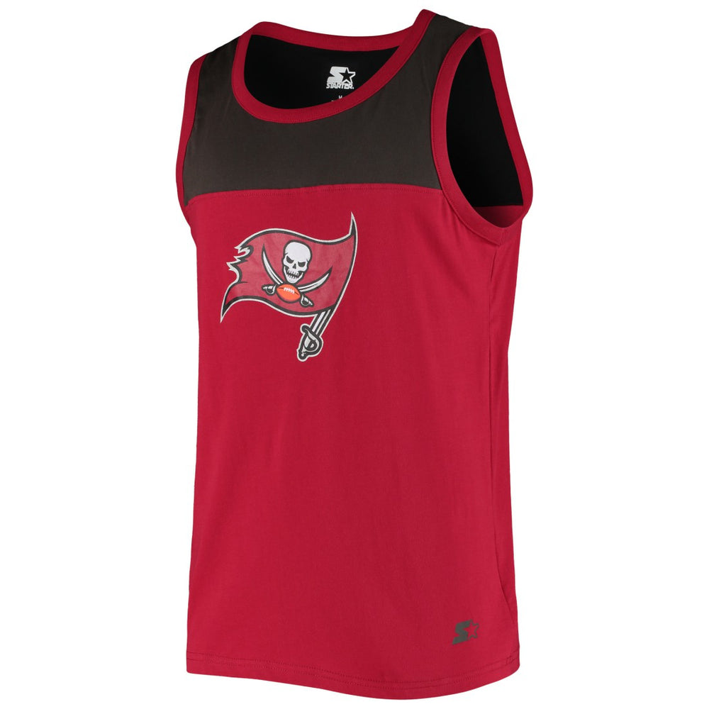 Tampa Bay Buccaneers Starter Logo Touchdown Fashion Tank Top - Red/Pewter - NFL