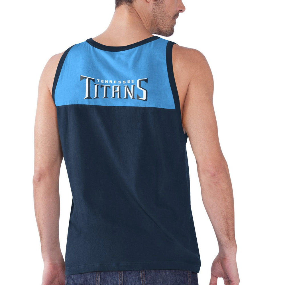 Tennessee Titans Starter Logo Touchdown Fashion Tank Top - Navy/Light Blue - NFL