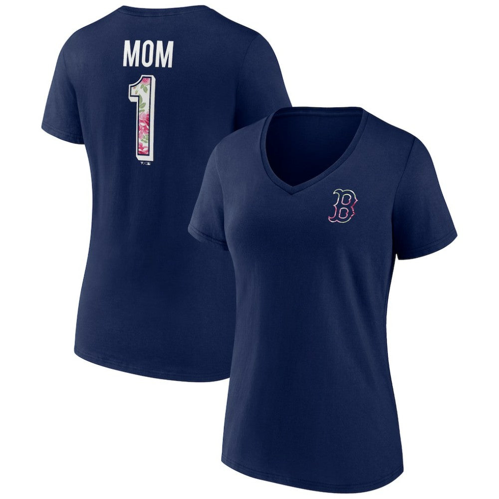 Boston Red Sox Women's Team Logo Mother's Day V-Neck T-Shirt Outlet