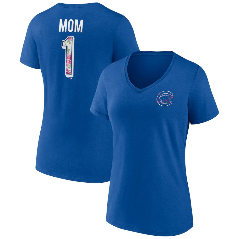Chicago Cubs Women's Team Logo Mother's Day V-Neck T-Shirt Online