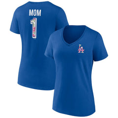 Los Angeles Dodgers Women's Team Logo Mother's Day V-Neck T-Shirt for sale