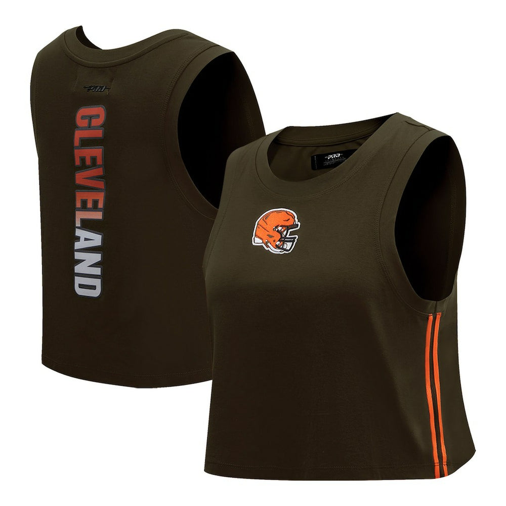 Cleveland Browns Pro Standard Women's Ombre Wordmark Classic Cropped Tank Top - Brown - NFL