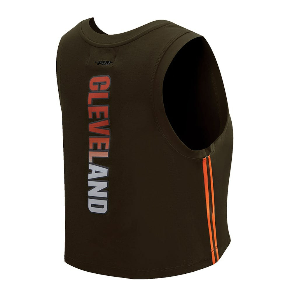Cleveland Browns Pro Standard Women's Ombre Wordmark Classic Cropped Tank Top - Brown - NFL