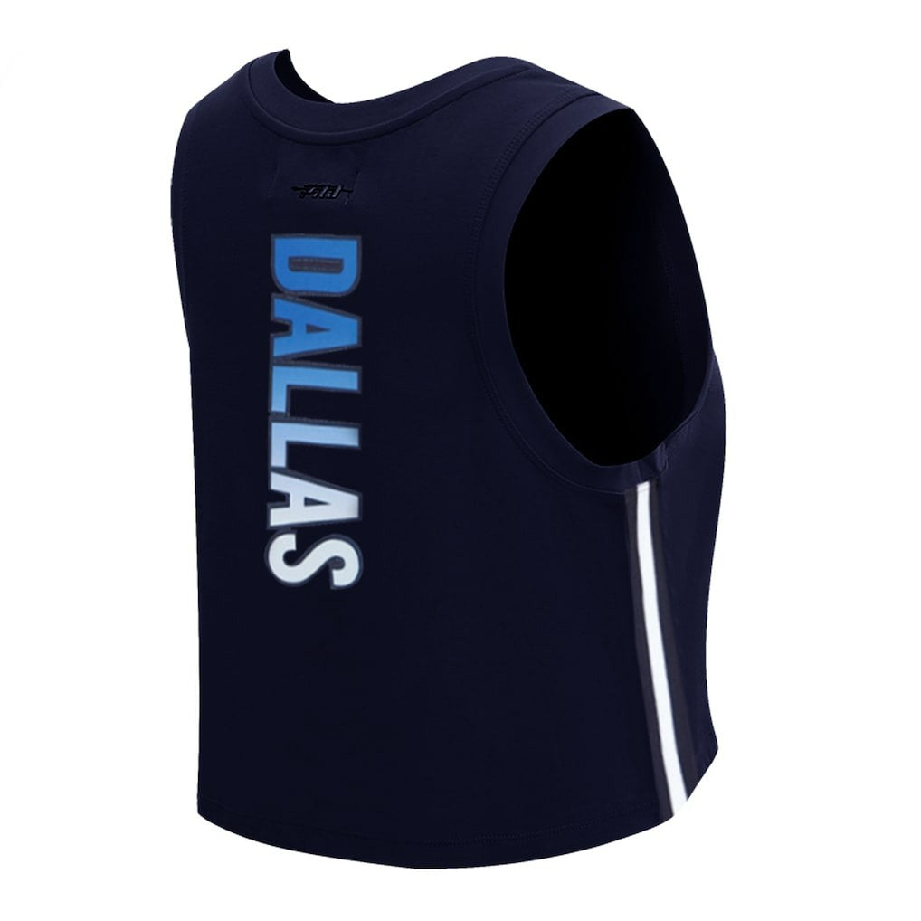 Dallas Cowboys Pro Standard Women's Ombre Wordmark Classic Cropped Tank Top - Navy - NFL
