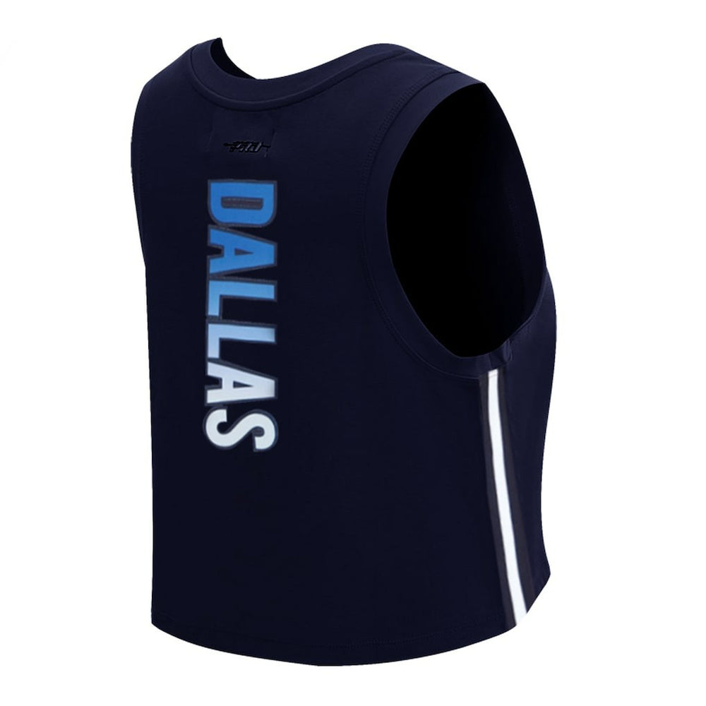 Dallas Cowboys Pro Standard Women's Ombre Wordmark Classic Cropped Tank Top - Navy - NFL