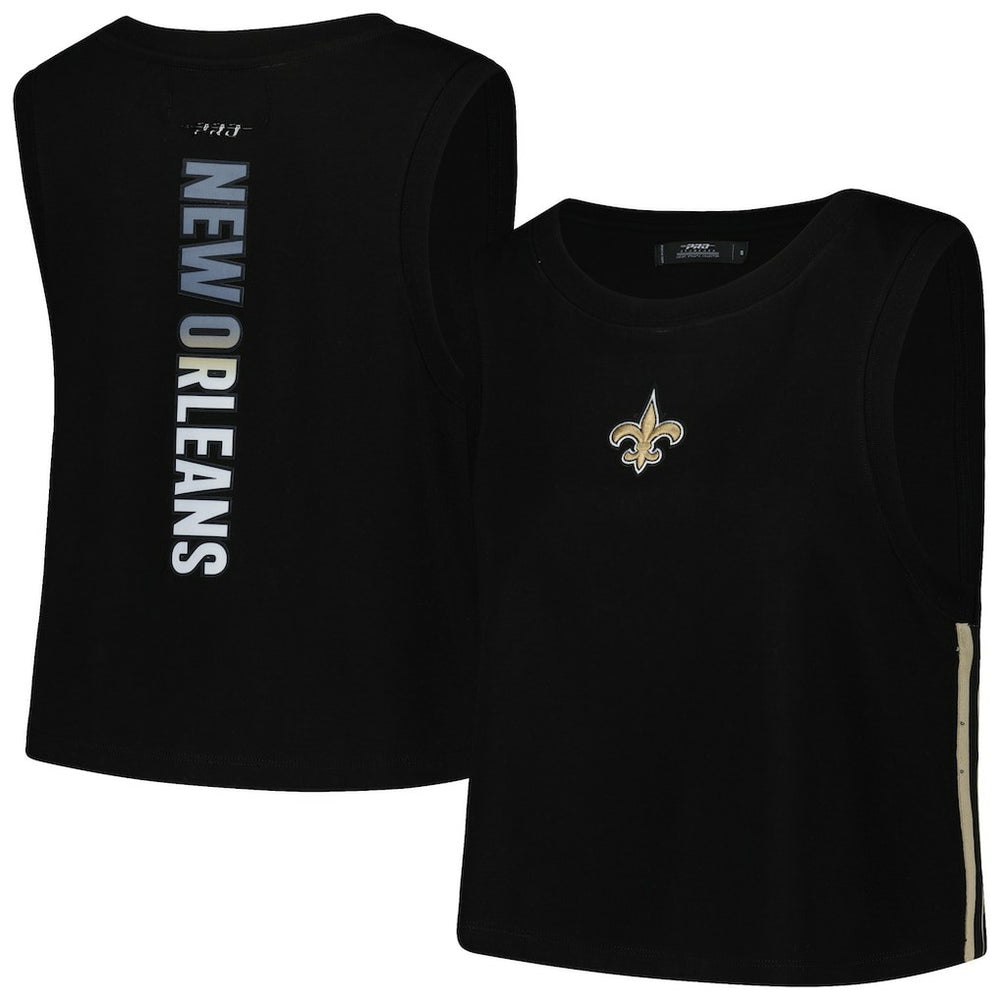 New Orleans Saints Pro Standard Women's Ombre Wordmark Classic Cropped Tank Top - Black - NFL