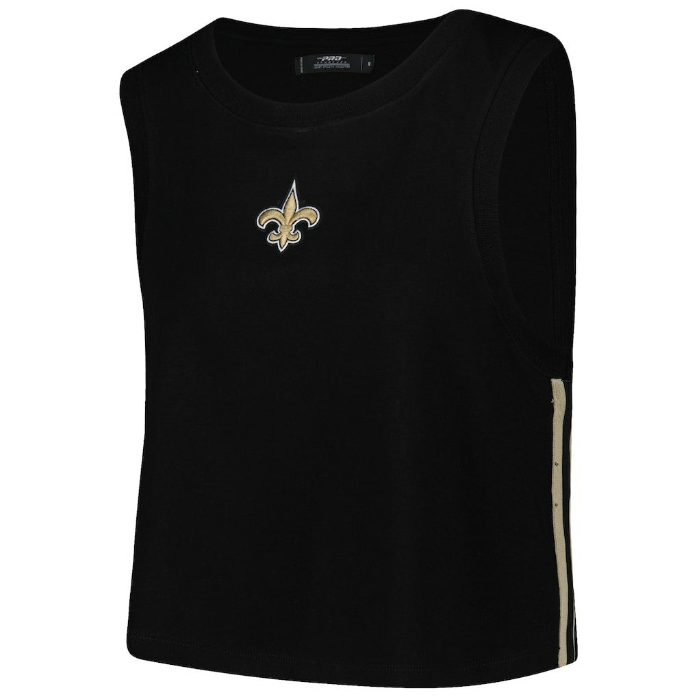 New Orleans Saints Pro Standard Women's Ombre Wordmark Classic Cropped Tank Top - Black - NFL