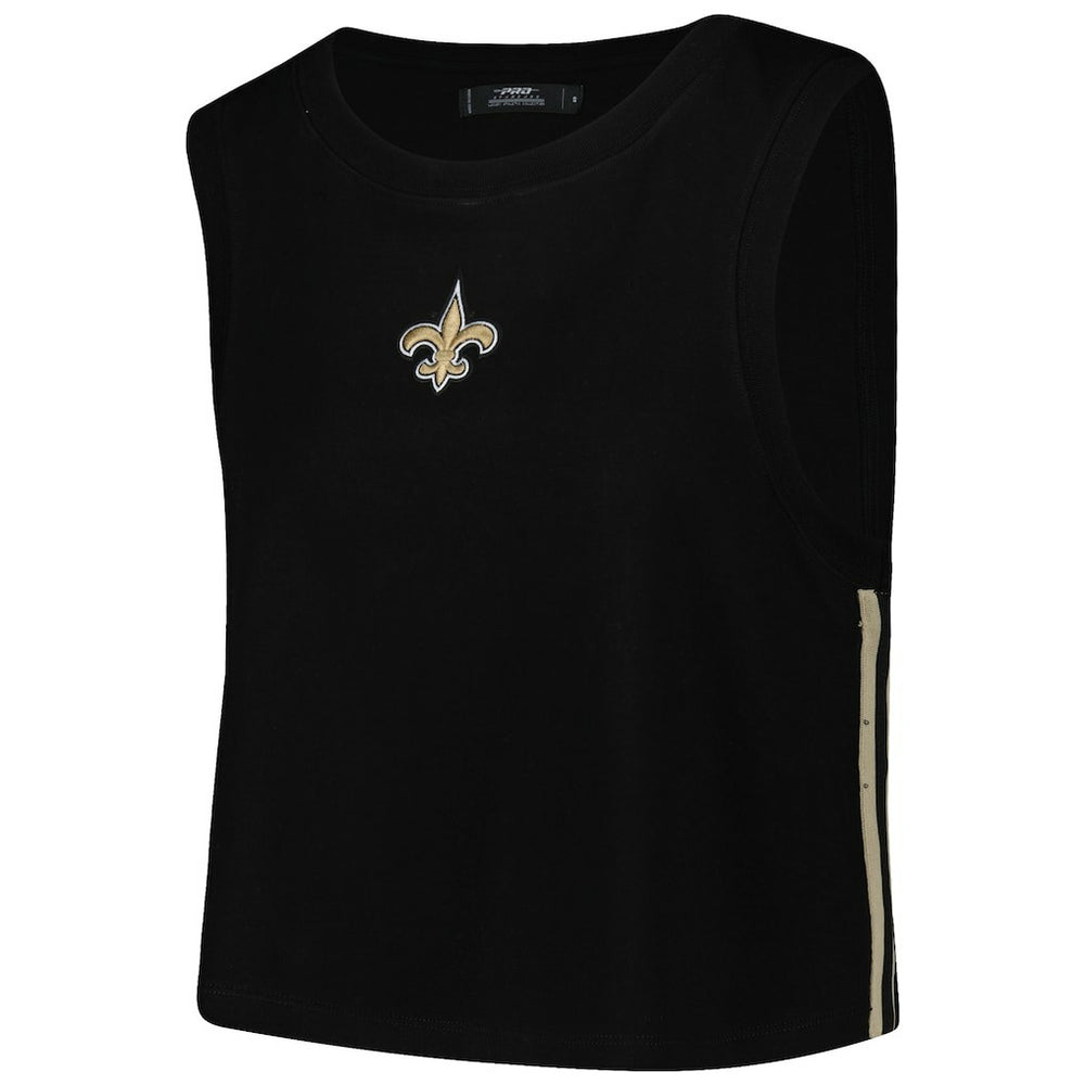 New Orleans Saints Pro Standard Women's Ombre Wordmark Classic Cropped Tank Top - Black - NFL