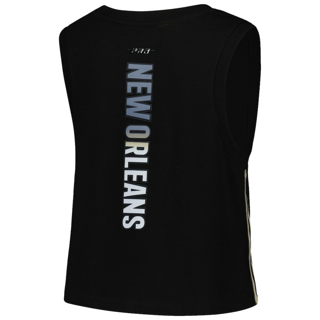 New Orleans Saints Pro Standard Women's Ombre Wordmark Classic Cropped Tank Top - Black - NFL